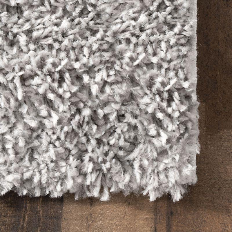 Nuloom Kara Solid 2x8 Runner Shag Indoor Area Rug for Living Room Bedroom Dining Room Nursery Entryway Hallway, Grey/Ivory