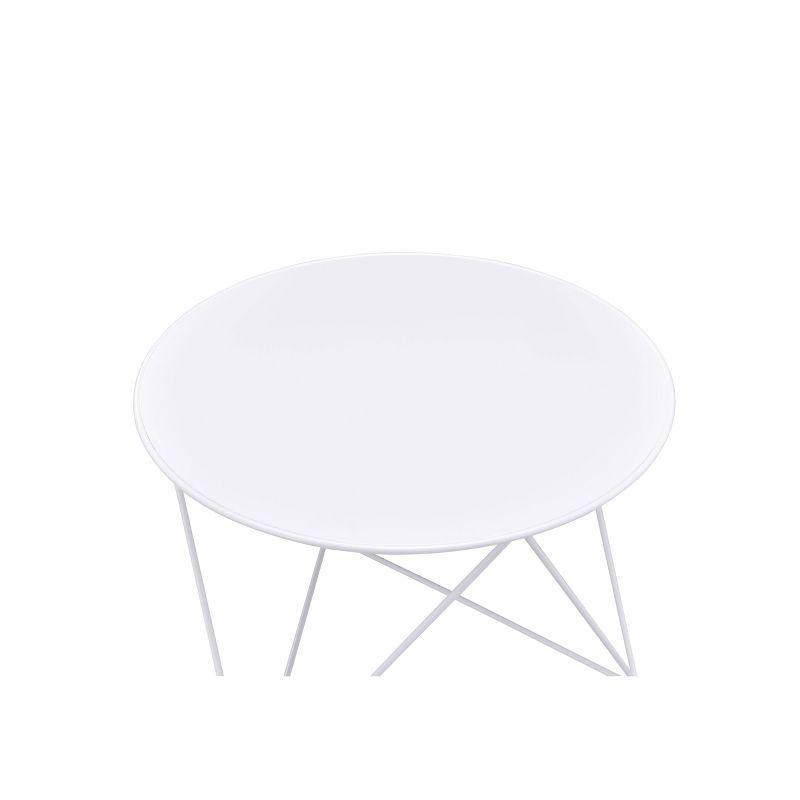 Acme Furniture Epidia Accent Table White: Round Metal Side Table, Powder-Coated Finish, 17" Height