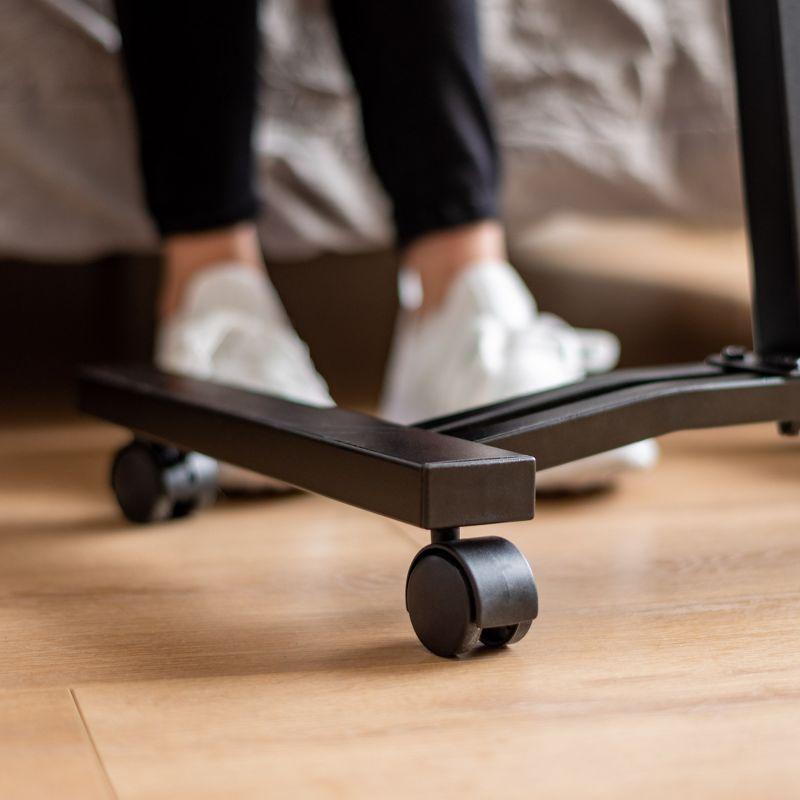 IRIS USA Single Table Height Adjustable Mobile Laptop Cart, Ergonomic Standing Desk Rolling Workstation Podium Stand from 20.4" to 33" Tall, Brown