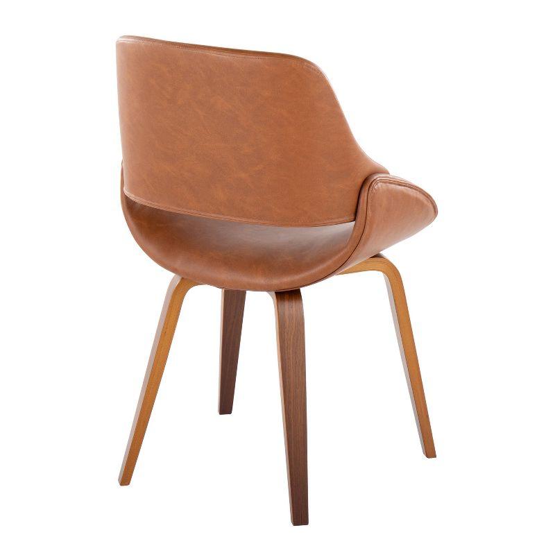 Set of 2 Fabrico Dining Chairs Walnut/Camel - LumiSource: Mid-Century Modern, Faux Leather, Wood Frame