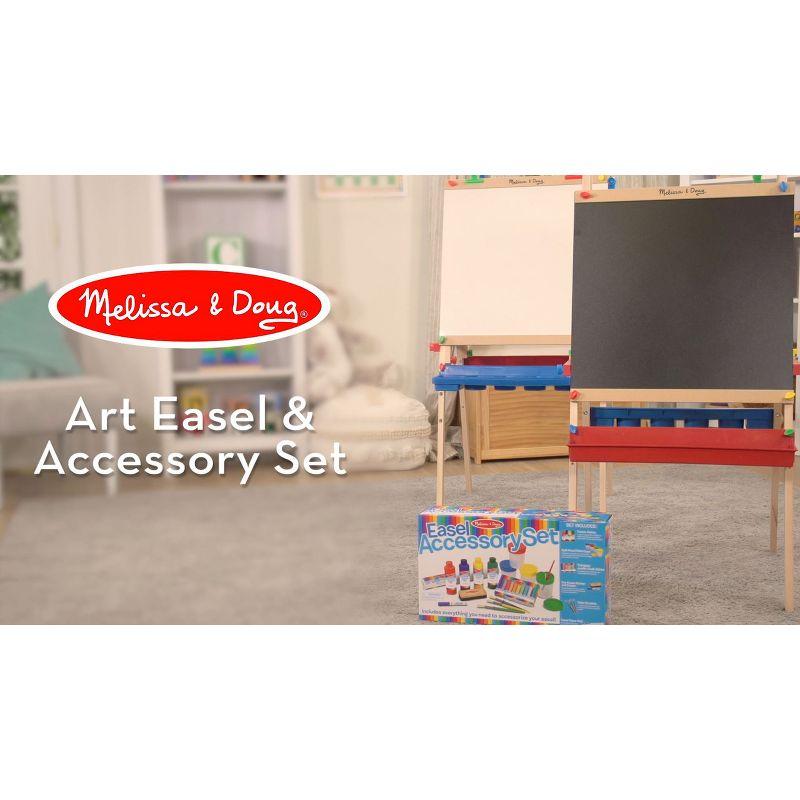 Melissa & Doug Deluxe Magnetic Standing Art Easel With Chalkboard, Dry-Erase Board, and 39 Letter and Number Magnets