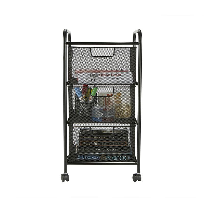 Mind Reader 3 Drawer Mesh Rolling Heavy Duty Multi-Purpose Cart