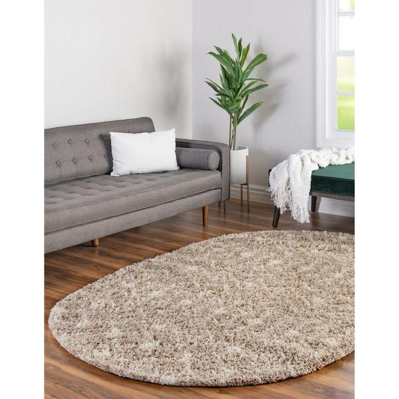 Unique Loom 4' 0 x 6' 0 Oval Moroccan Trellis Shag Light Brown Area Rug