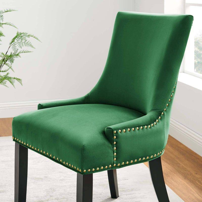 Set of 2 Marquis Performance Velvet Dining Chairs Emerald - Modway: Upholstered Wood Frame, Spot Clean