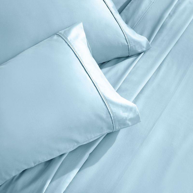 Sky Blue 400 Thread Count Cotton Sateen Pillowcases, Standard/Queen