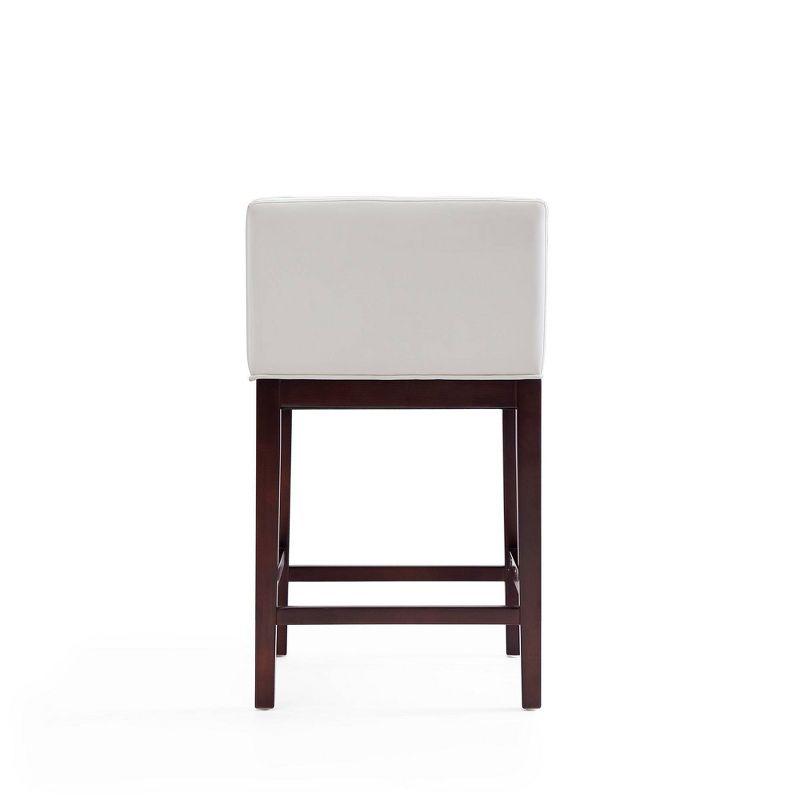 Kingsley Beech Wood Counter Height Barstool Ivory - Manhattan Comfort: Faux Leather, Gold Footrest, No Assembly Required