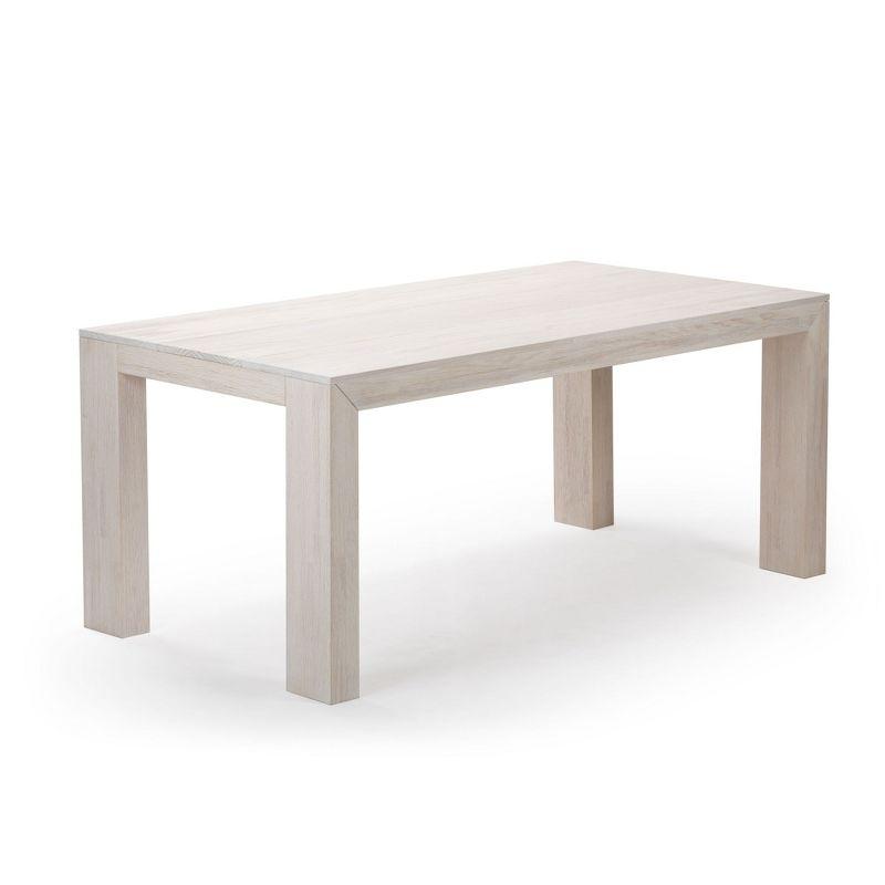 White Sand Wirebrush Solid Wood Rectangular Dining Table for 6