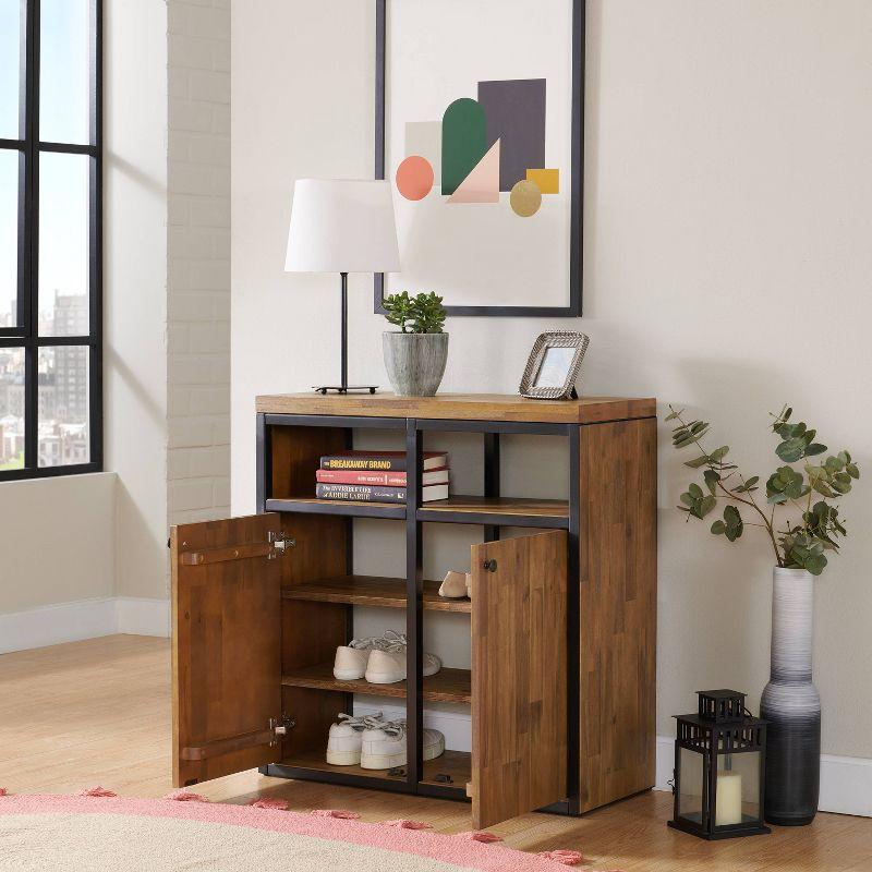 Alaterre Lloyd 31" Wide Rustic Industrial Metal Frame Shoe Storage Cabinet