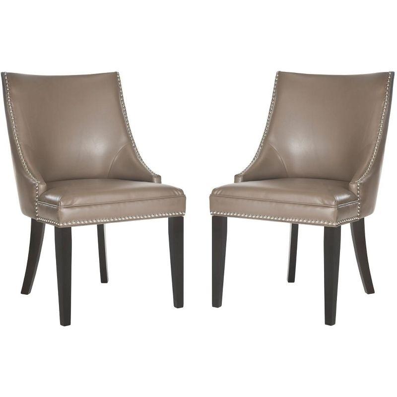 Espresso Birchwood Parsons Side Chair in Clay with Silver Nailhead Trim