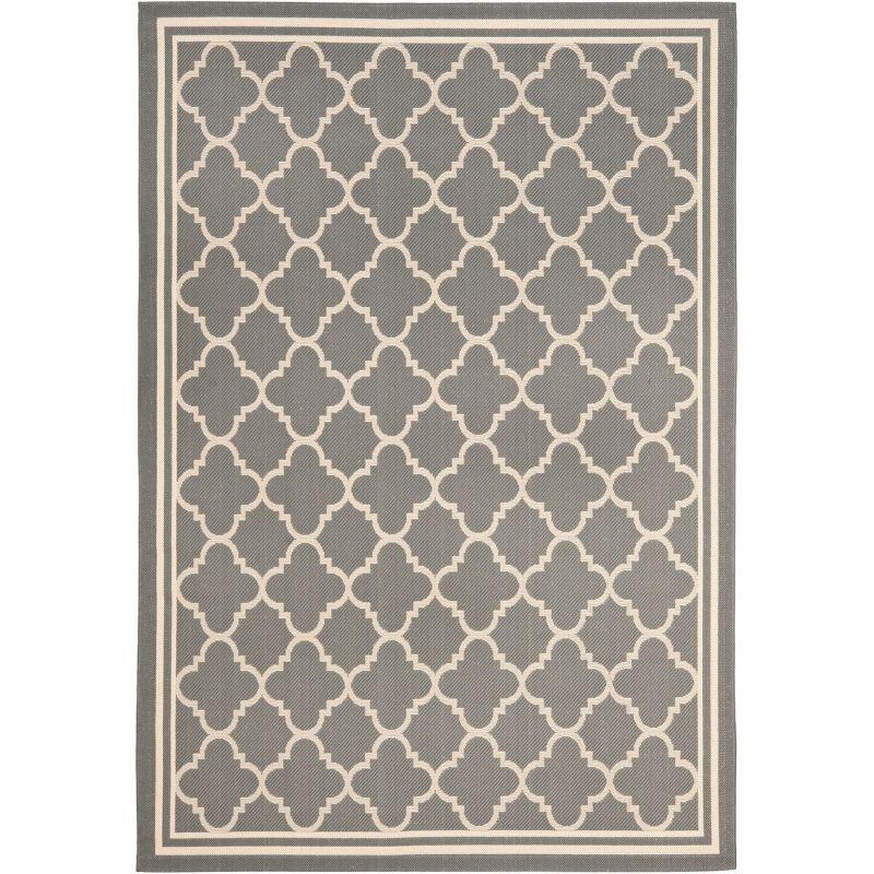 Courtyard CY6918 Power Loomed Indoor/Outdoor Area Rug - Anthracite/Beige - 4'x5'7" - Safavieh.