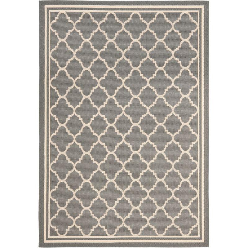 Gray and Beige Rectangular Synthetic Outdoor Area Rug