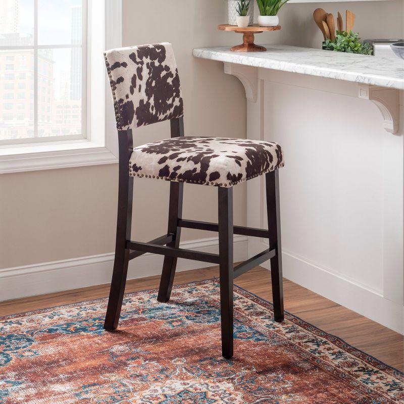 Corey Udder Madness Cow Print Bar Stool with Antique Bronze Trim