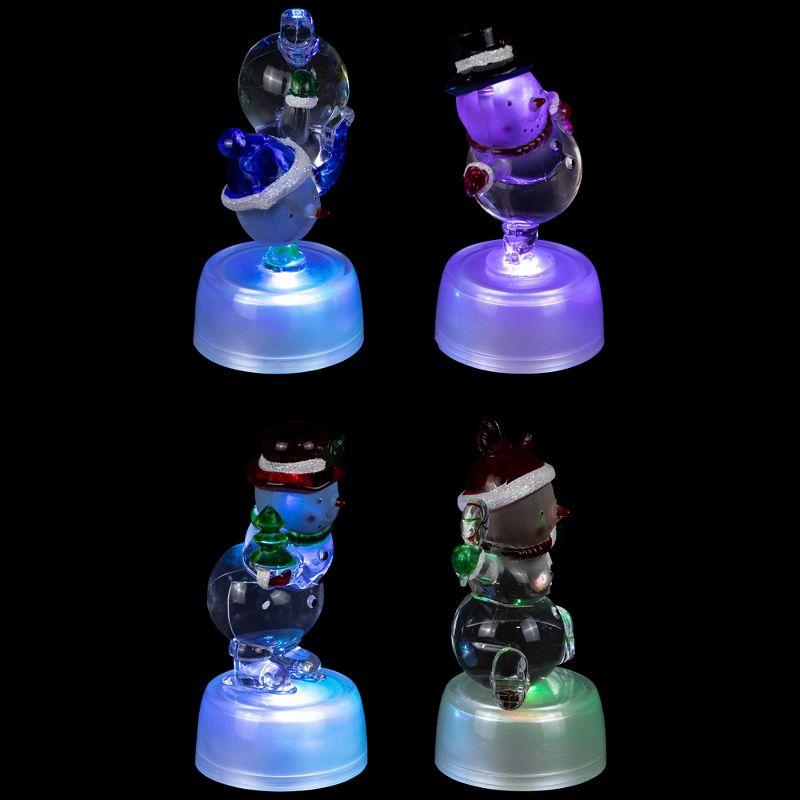 Northlight LED Lighted Color Changing Snowmen Acrylic Christmas Decorations - 4.25" - Set of 4