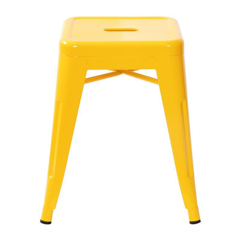 Yellow Stackable Metal Bistro Stools, Set of 4