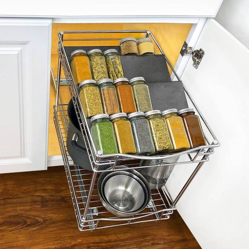 LYNK PROFESSIONAL LYNK PROFESSIONAL® Spice Drawer Organizer - Heavy Gauge Steel 4 Tier Spice Rack - Silver Metallic