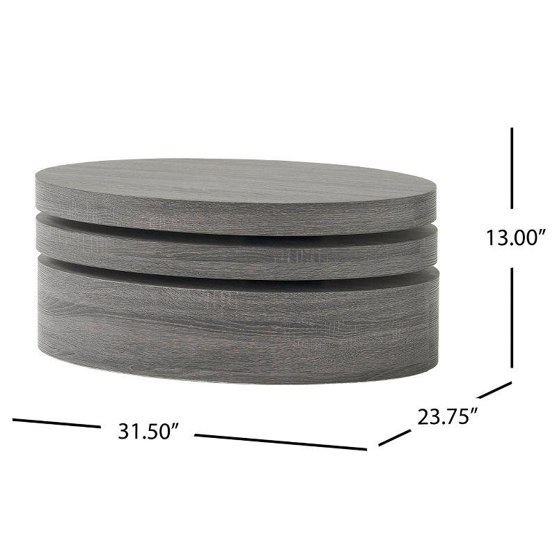 Carson Small Oval Rotatable Coffee Table Black Oak - Christopher Knight Home: Modern Rotatable Shelf, Wood Frame