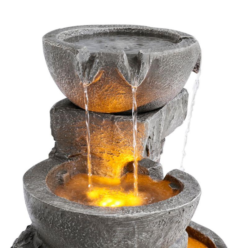 Teamson Home 33.25" Cascading Bowls & Stacked Stones LED Outdoor Water Fountain