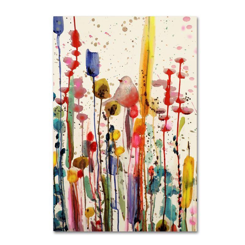 Colorful Abstract Bird and Flowers Canvas Wall Art for Kids