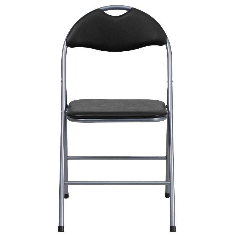 Flash Furniture 4 Pack HERCULES Series Black Vinyl Metal Folding Chair with Carrying Handle