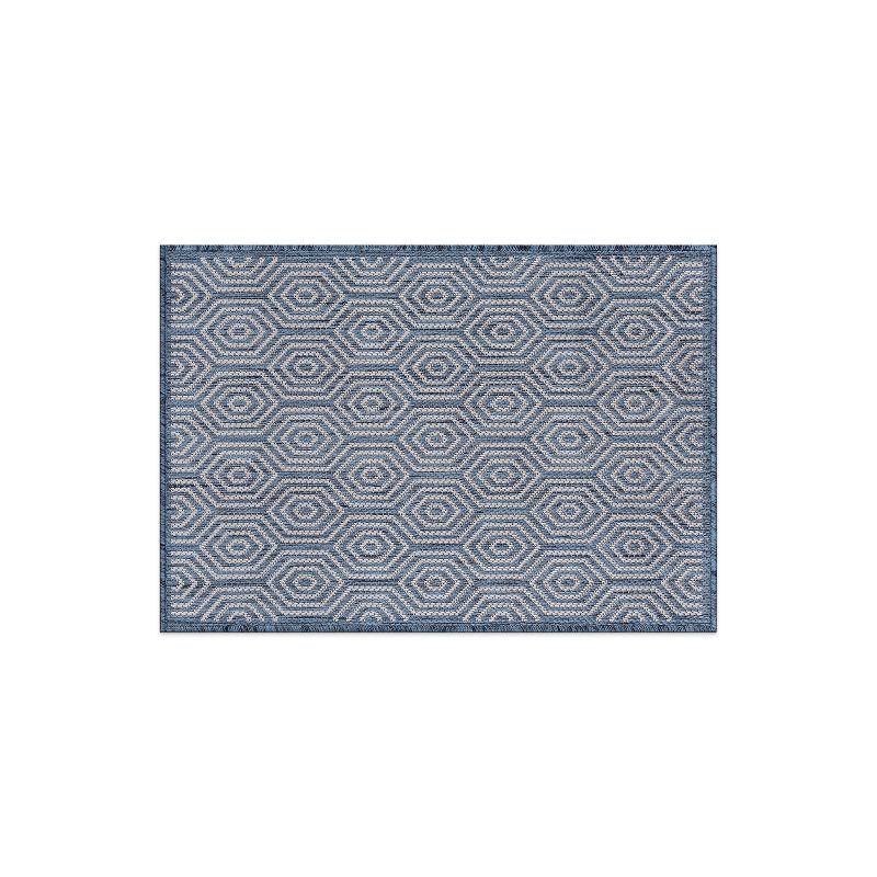 World Rug Gallery Modern Geometric Textured Flat Weave Indoor/Outdoor Area Rug - BLUE 2'x3'