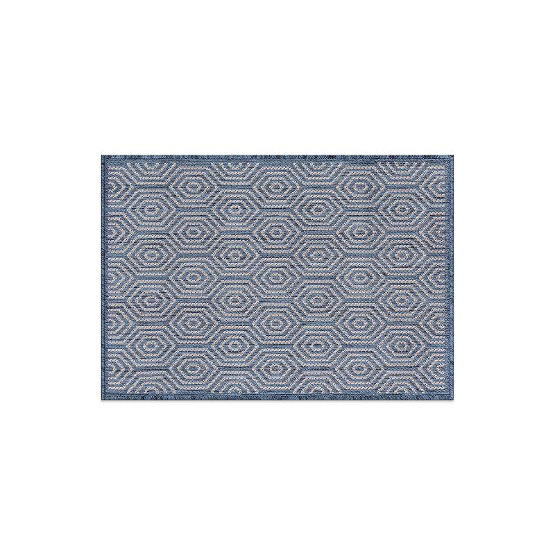 Blue Geometric 2' x 3' Flat Woven Reversible Area Rug