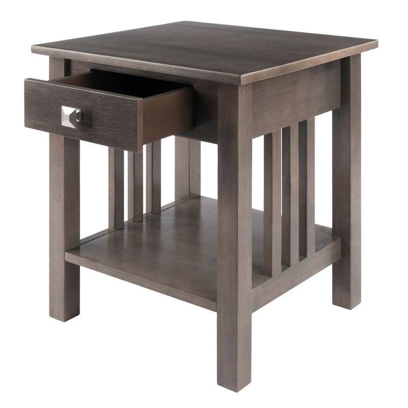 Transitional Stafford Oyster Gray Wood End Table with Storage