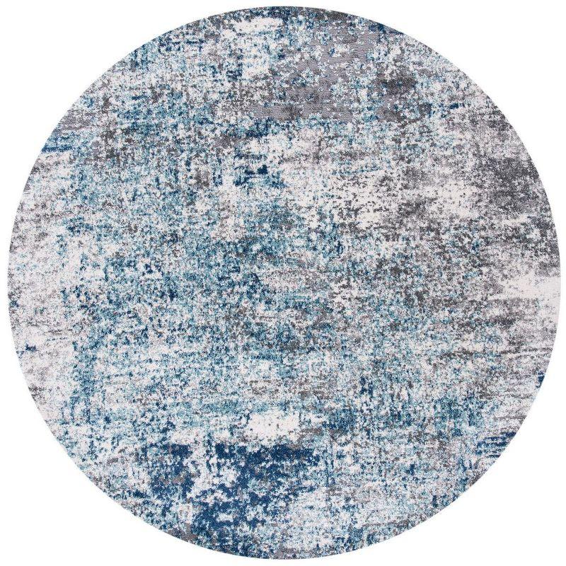 Aston ASN705 Power Loomed Indoor Accent Rug - Light Blue/Grey - 3' Round - Safavieh