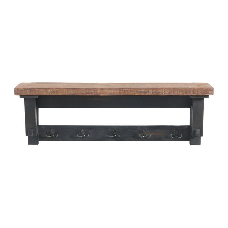 42" Black Solid Wood Hall Tree with Shelf and Bench