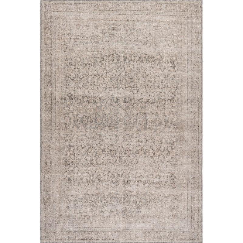 Nuloom Hillstone Collection Giorgina Traditional Vintage Medallion Area Rug, 6' 7" x 9', Ivory