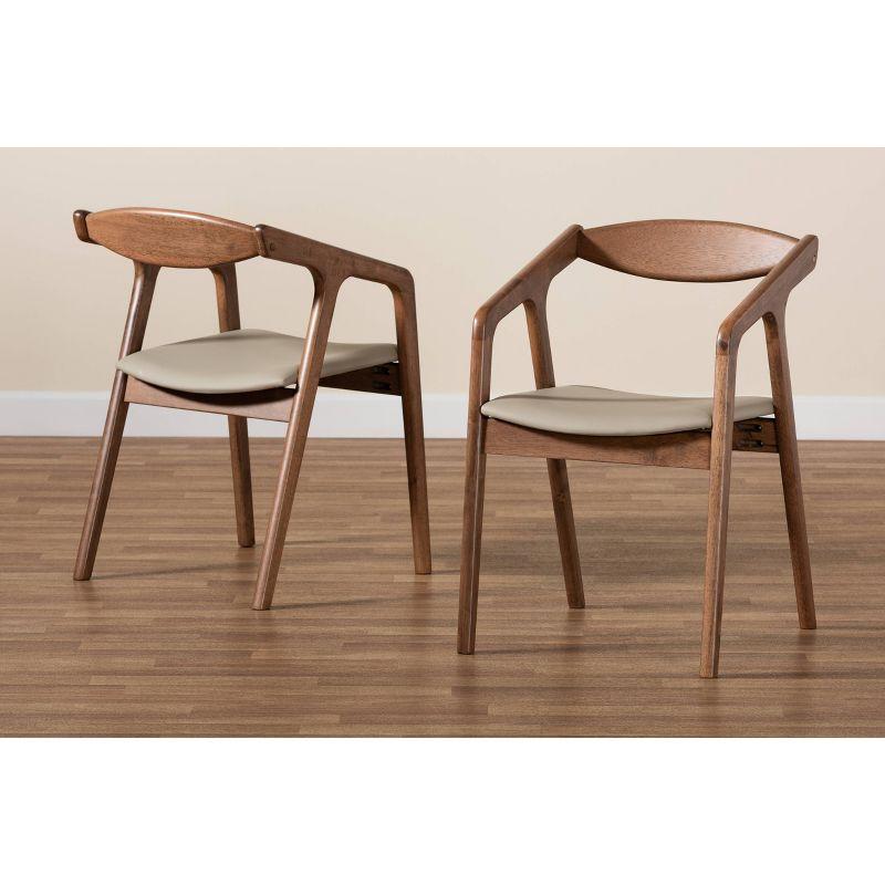 2pc Harland Faux Leather Upholstered and Wood Dining Chair Set - Baxton Studio