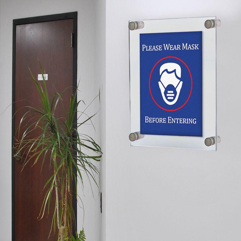 Azar Displays Floating Acrylic Wall Frame with Silver Stand Off Caps: 11" x 17" Graphic Size, Overall Frame Size: 15" x 21"