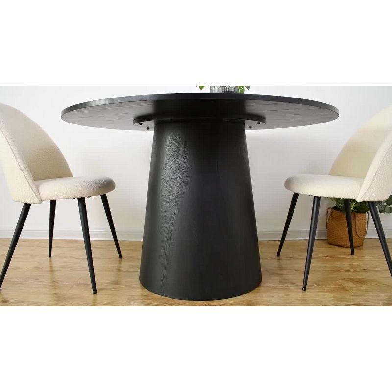 Dwen 46'' Dining Room Table with Pedestal Base, Manufactured Wood Foild with Grain Paper Round Top Dining Table - Maison Boucle