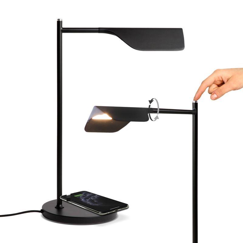 Brightech Leaf 16" Vintage LED Desk Lamp with Wireless Charging Pad, Adjustable Arm, and 3-Way Dimming