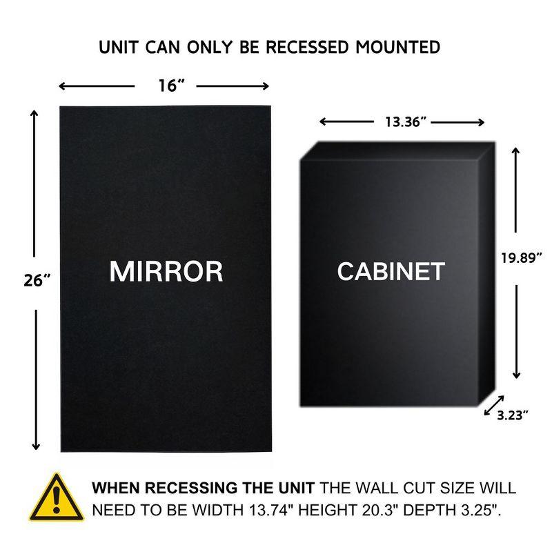 16'' x 26'' Black Metal Framed Medicine Cabinet with Mirror