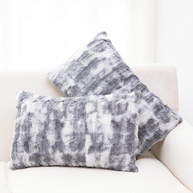 Cheer Collection Geometric Faux Fur Throw Pillow
