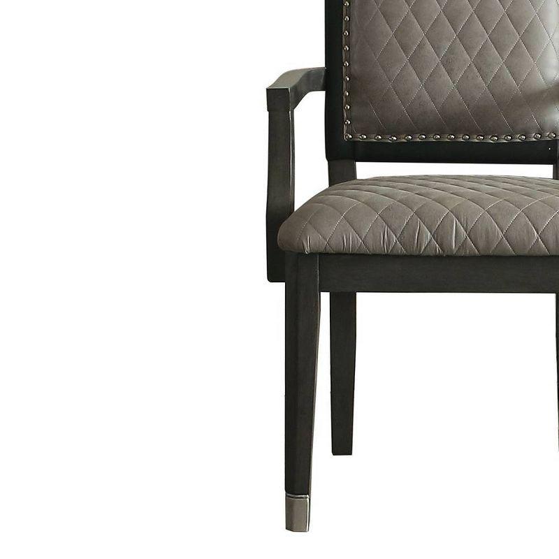 21.7" House Beatrice Two-Tone Accent Chair Gray Fabric/Charcoal Finish - Acme Furniture