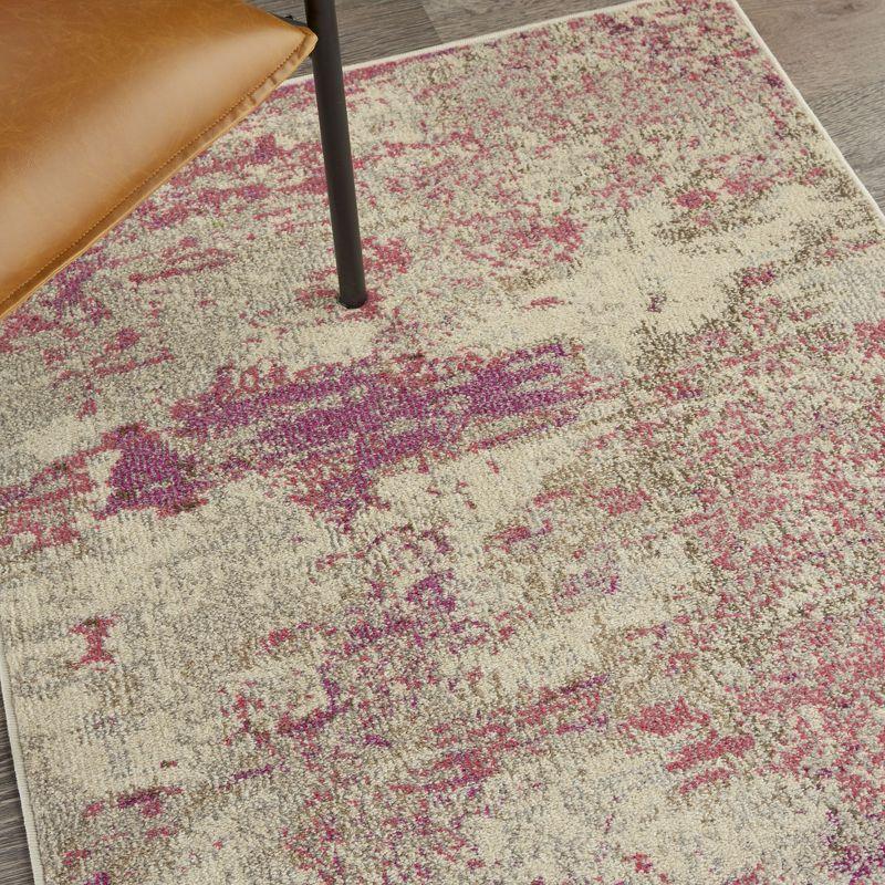 Celestial CES02 Area Rug Colorful Contemporary Abstract By Nourison Ivory/Pink 3' x 5'