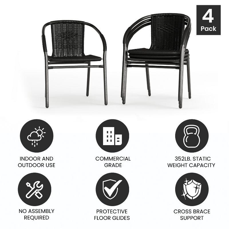 Modern Black Powder-Coated Steel Stackable Outdoor Dining Chair