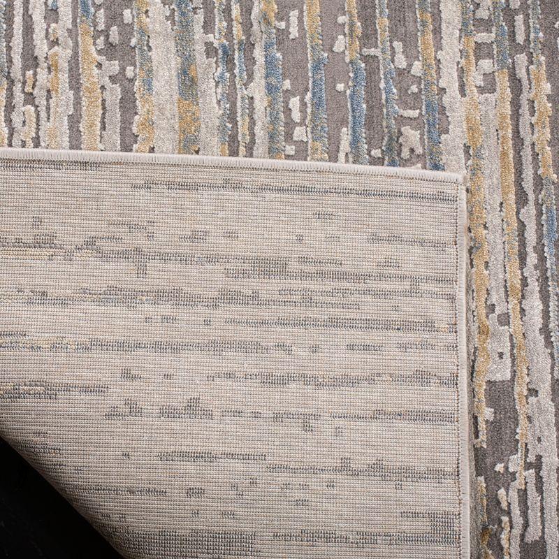 Abstract Elegance 4' x 6' Hand-Knotted Grey Synthetic Area Rug