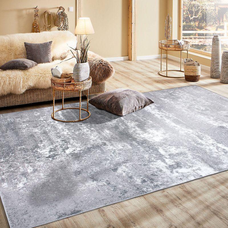 World Rug Gallery Distressed Abstract Watercolor Gray 5' x 7' Area Rug