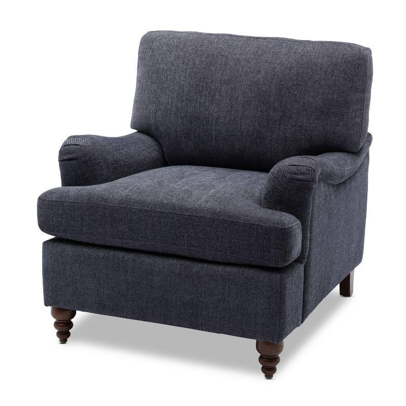 Clarendon Navy Blue Traditional Accent Chair with Walnut Legs