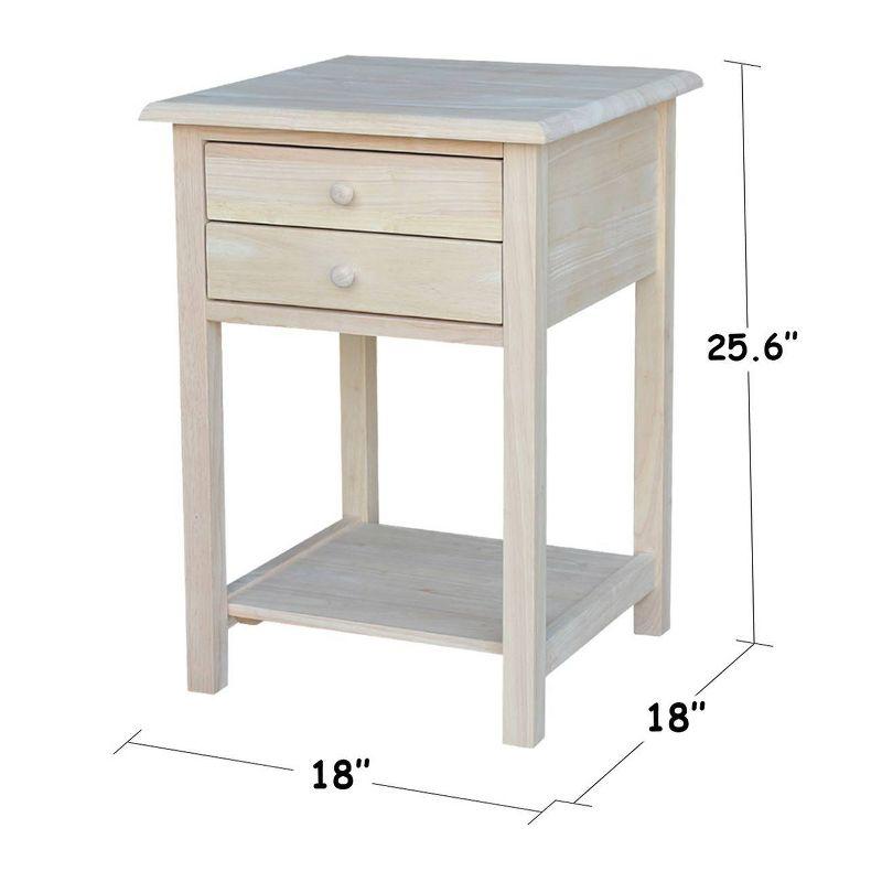 Eco-Friendly Unfinished Rubberwood Square Side Table with Storage