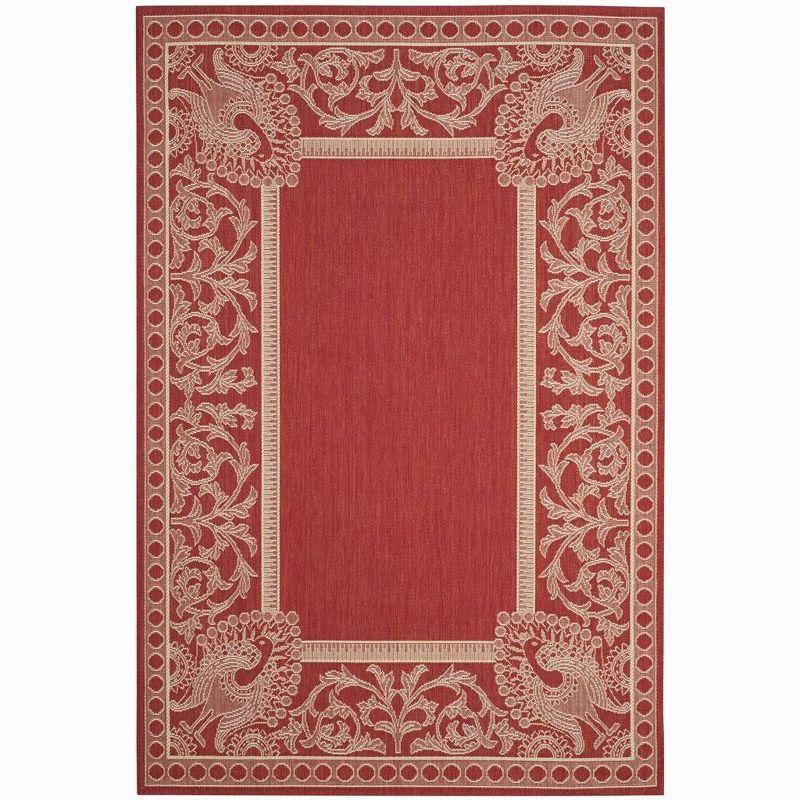 Courtyard Red and Natural Rectangular Stain-Resistant Rug