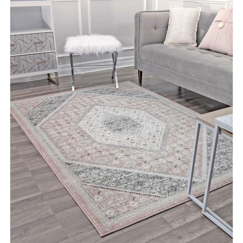 Elegant Gray Synthetic 5' x 7' Easy-Care Area Rug