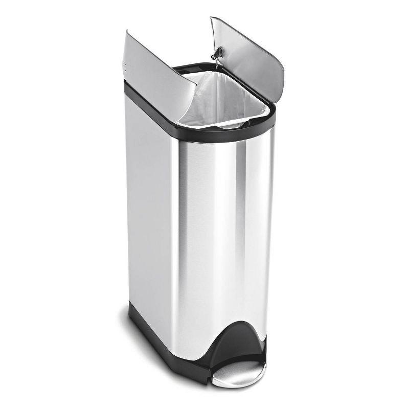 simplehuman 30L Butterfly Lid Kitchen Step Trash Can Stainless Steel: Pedal-Operated, Fingerprint-Resistant, Indoor Use