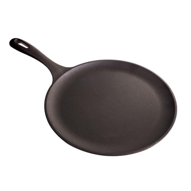 Victoria Preseasoned Cast Iron 10.5" Griddle Pan with a Long Handle