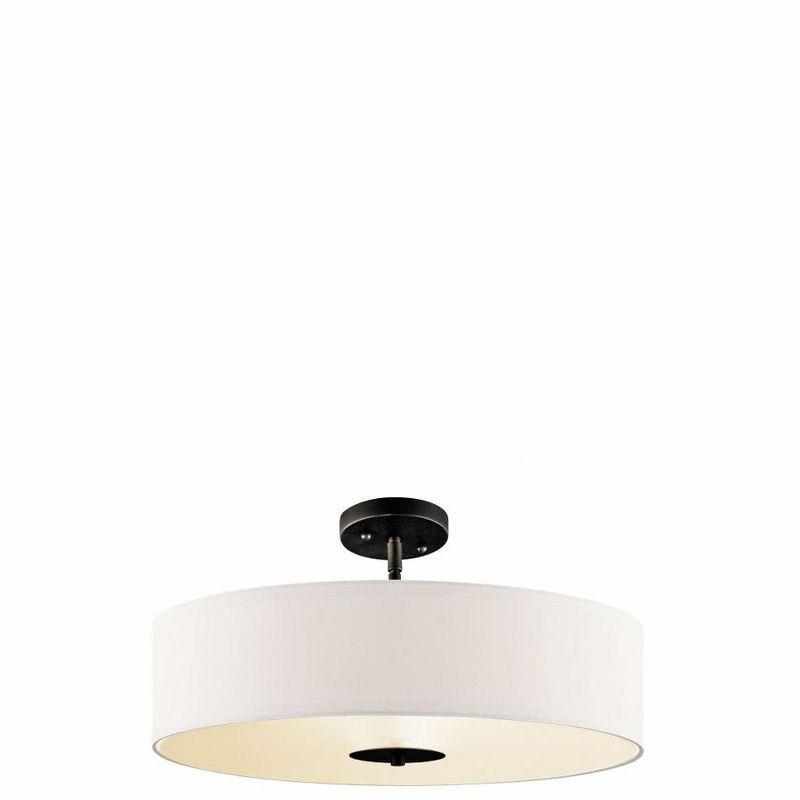 Transitional 20" Drum Pendant with White Microfiber Shade in Black and Bronze