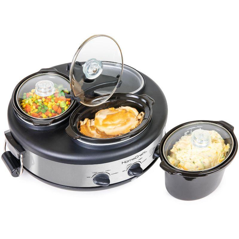 Mega Chef Triple Round Oval 1.5 Quart Stainless Steel Cooker Buffet