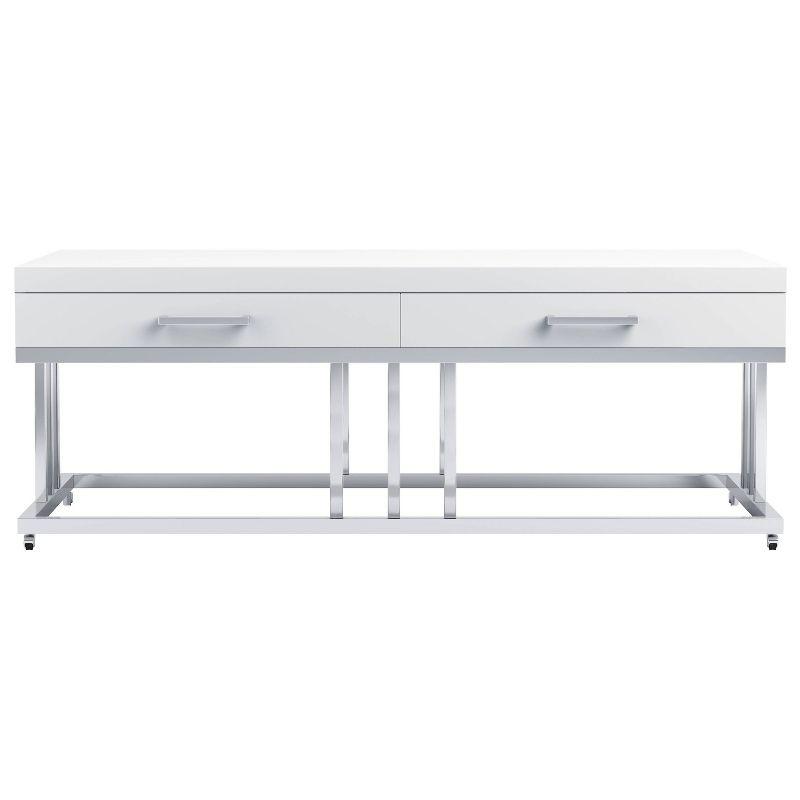 Dalya 2 Drawer Coffee Table White High Gloss/Chrome - Coaster