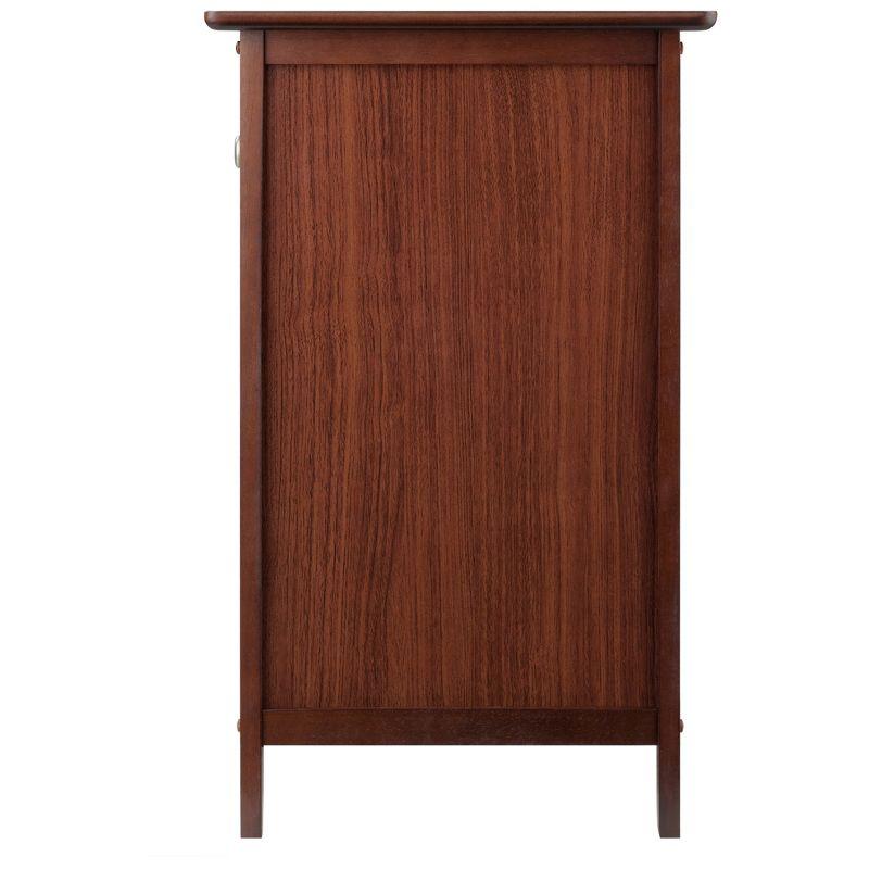 Eugene Nightstand Walnut - Winsome: Sturdy Wood, Cabinet Storage, Beveled Top